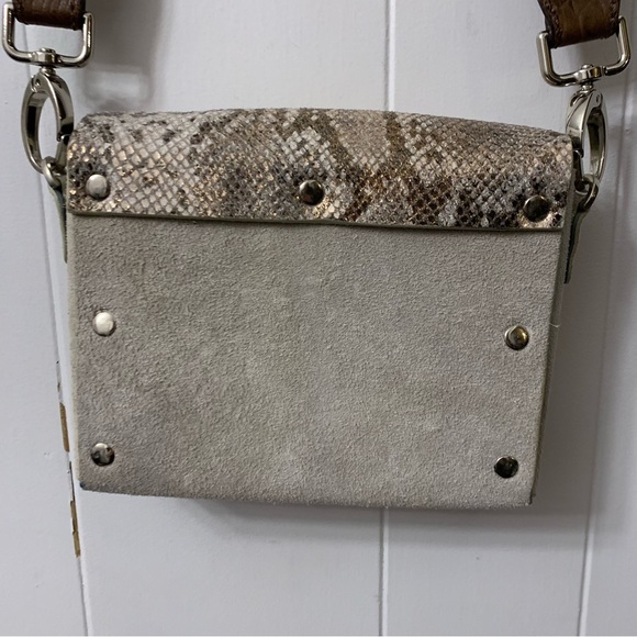 Free People Metallic Leather Snake Snakeskin Print Bag Purse Small Crossbody - Picture 16 of 16